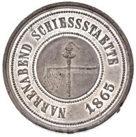 1865. "Bohóc estély a lövöldében - Pest" ón zseton. Szign.: C. Braun (10,18g/32,5mm) T:2 p...