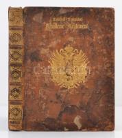 [Joseph Wenzel FürsT von Liechtenstein (1696-1772]: Reglement für das Kaiserlich Königliche gesammte Feld-Artilleriecorps. (Császári és királyi tüzérségi hadtestek szabályzata.) Wien, 1757, Johann Thomas Trattner, 2+16+306 p.+1 t. Kiadói aranyozott bordázott gerincű egészbőr kötés, az elülső kötéstáblán aranyozott császári és királyi középcímerrel, a borítón és a gerincén a korából adódó kopásokkal, sérülésekkel, a címoldal elején rézmetszet-vignetta, a fejezetek elején további 5 db rézmetszet-vignettákkal, és fejezet végi záródíszekkel, valamint egy nagyméretű kihajtható tervrajz egy szabályos tüzérségi tábor felállásáról (rézmetszet, 36x62 cm.), az előzéklapon 1759-ből származó bejegyzés, német nyelven.  Joseph Wenzel Fürst, Liechtenstein hercege, többek között Magyarország katonai főparancsnoka, által átszervezett császári és királyi tüzérség szabályzata. A megreformált tüzérség a későbbi harcokban az osztrák haderő legütőképesebb alakulata lett. / [Joseph Wenzel FürsT von Liechtenstein (1696-1772]: Reglement für das Kaiserlich Königliche gesammte Feld-Artilleriecorps. Regulations for the Imperial-Royal complete Field-Artillerycorps. Wien, 1757, Johann Thomas Trattner, 2+16+306 p.+1 t. In original leatherbinding, with goldplated corded pin, with goldplated medium imperial and royal coat of arms on the front cover, with some damages on the cover and the pin, with copper-engraving-vignette on the front cover, and five piece other copper engraving-vignette on the front chapters, and the end of the chapters, and a plan of artillerie camp (copper-engraving, 36x62 cm.), with a notice on the flyleaf from 1759, in german language.  Joseph Wenzel Fürst, Prince of Liechtenstein, among other things he was General Chief Commander of Hungary, and reorganized the imperial-royal artillery. It was the realulation of the reorganized artillery. It was the best of the austrian corps in the following wars.