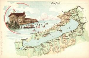 Siófok, Balaton térkép, Károlyi Gy. kiadása, litho