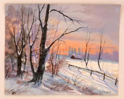 Neogrády jelzéssel: Téli naplemente. Vegyes technika, papír, 39×49 cm