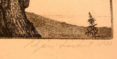 Nyári Lóránt (1928-1982): Enyészet. Rézkarc, papír, jelzett, 28x47 m