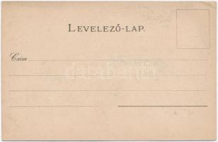 Arad, Vértanú szobor, Arad megye címere, Athenaeum Rt. kőnyomda / statue, coat of arms, floral litho...