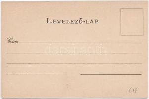 Esztergom, Bazilika, Esztergom vármegye címer, zászló, floral, litho; Athenaeum Rt. kőnyomda s: Zich