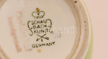 Schaubachkunst porcelán váza, jelzett, kézzel festett, kopásnyomokkal, m: 16,5 cm