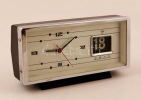 Retro ébresztőóra dátum kijelzéssel. Működőképes / Vintage Chinese alarm clock. 20x12 cm