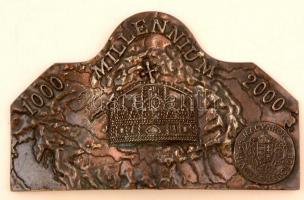 Millennium 1000-2000 Magyarok Világszövetsége bronz dísz, 12x7,5 cm