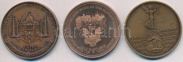 Bozó Gyula (1913-2004) 1989. "George Bush látogatása Magyarországon" Br emlékérem (42,5mm)...