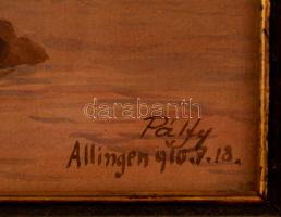 Pálfy jelzéssel: Allingen. Vegyes technika, papír, üvegezett keretben, 27×37 cm