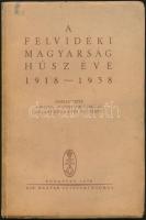 A felvidéki magyarság húsz éve. 1918-1938. Szerk. a Magyar Statisztikai Társaság Államtudományi Intézete. Budapest, 1938, K.M. Egyetemi ny. 136 p., 5 térkép (kihajtható), 3 táblázat (kih.) Fűzve, kiadói borítóban.