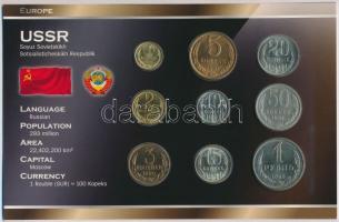 Szovjetunió 1989. 1k-1R (9xklf) forgalmi sor szettben, papírtokban T:1,1- Soviet Union 1989. 1 Kopek - 1 Rouble (9xdiff) coin set in paper case C:UNC,AU