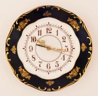 Zsolnay Poumpadur mintás óra, részben kézzel festett, jelzett, hibátlan, d:25,5 cm