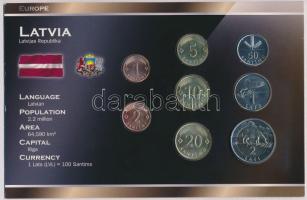 Lettország 1999-2009. 1s-2L (8xklf) forgalmi sor szettben, papírtokban T:1 Latvia 1999-2009. 1 Santims - 1 Lati (8xdiff) coin set in paper case C:UNC