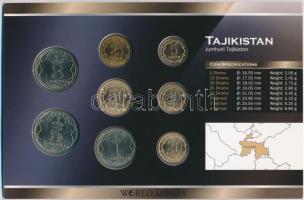 Tádzsikisztán 2001-2006. 5D-5S (8xklf) forgalmi sor szettben, papírtokban T:1,1- Tajikistan 2001-2006. 5 Dirams - 5 Somoni (8xdiff) coin set in paper case C:UNC, AU