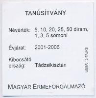 Tádzsikisztán 2001-2006. 5D-5S (8xklf) forgalmi sor szettben, papírtokban T:1,1-
Tajikistan 2001-20...