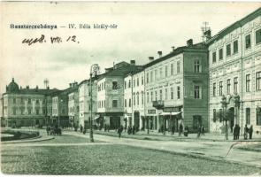 Besztercebánya, Banska Bystrita; IV. Béla király tér, Lőwy Jakab, Dragonszky József és Holesch Árpád üzlete / square, shops