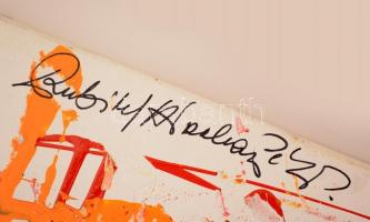 Rubint Ávrahám Péter (1958-): Napra forgók. Olaj, vászon, jelzett, 90×90 cm