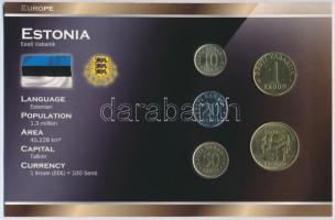 Észtország 1992-2002. 10s-5K (5xklf) forgalmi sor szettben, papírtokban T:1 Estonia 1992-2002. 10 Senti - 5 Krooni (5xdiff) coin set in paper case C:UNC