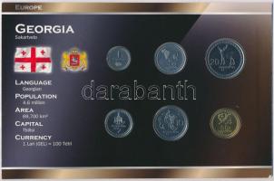 Grúzia 1993. 1th-50th (6xklf) forgalmi sor szettben, papírtokban T:1,1- Georgia 1993. 1 Thetri - 50 Thetri (6xdiff) coin set in paper case C:UNC,AU