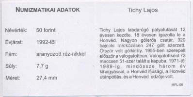 1992-2016. 50Ft Cu-Ni aranyozott, festett multicolor érem (2x) "A Magyar Foci Legendái" so...