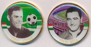 1992-2016. 50Ft Cu-Ni aranyozott, festett multicolor érem (2x) "A Magyar Foci Legendái" sorozat: Toldi Géza, Turay József T:2 ph., karc