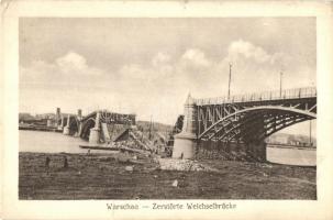 Warsaw, Warszawa, Warschau; Zerstörte Weichselbrücke / destroyed bridge on the Vistula (small tear)