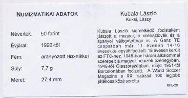 1992-2016. 50Ft Cu-Ni aranyozott, festett multicolor érem (2x) "A Magyar Foci Legendái" so...