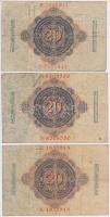 Német Birodalom 1914. 20M (5x) T:III
German Empire 1914. 20 Mark (5x) C:F