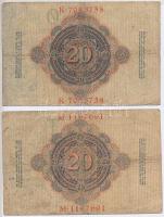 Német Birodalom 1914. 20M (5x) T:III
German Empire 1914. 20 Mark (5x) C:F