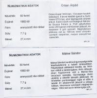 1992-2016. 50Ft Cu-Ni aranyozott, festett multicolor érem (2x) "A Magyar Foci Legendái" so...