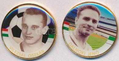 1992-2016. 50Ft Cu-Ni aranyozott, festett multicolor érem (2x) "A Magyar Foci Legendái" sorozat: Dalnoki jenő, Vilezsál Oszkár T:2 ph.