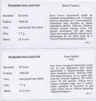 1992-2016. 50Ft Cu-Ni aranyozott, festett multicolor érem (2x) "A Magyar Foci Legendái" so...