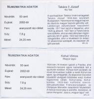 1992-2016. 50c Cu-Ni  aranyozott, festett multicolor érem (2x) "A Magyar Foci Legendái" so...