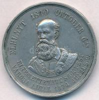 Klassohn Antal 1870. "Elhunyt 1849 Október 6-án - Eltemettetett Sz.K.Pest Városa Által 1870. Június 9. / Alkotmány és Törvény" ezüstözött emlékérem Gróf Batthyány Lajos újratemetésének emlékére (35,5mm) T:2 ph.