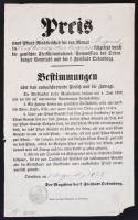 1855 Sopron, Szarvasmarhahús árszabásának hirdetménye