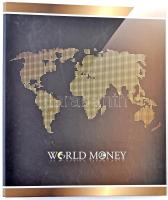 "World Money" gyűrűs album bankjegyek, érmés és bankjegyes borítékok vagy karton csomagolású érme szettek tárolására, 16db 183x131mm-es férőhellyel, használt állapotban