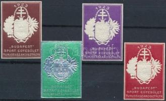 1923 Budapest sport egyesület 4 db klf színű dombornyomású levélzáró bélyeg