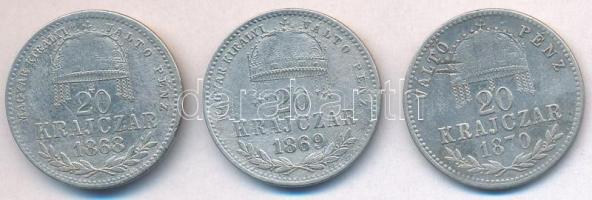 1868KB-1870GYF 20kr Ag Váltó Pénz (3xklf) T:2-,3 karc