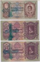 7db-os vegyes pengő bankjegy tétel: 1930-1943. 10P-1000P mind hamis nyilaskeresztes festéssel T:III,...