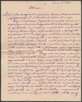 1882 Dr. Eötvös Károly ügyvédhez írt levél egy peres ügy kapcsán