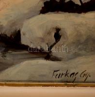 Farkas Gyöngyi (?-): Olvadás. Olaj, farost, jelzett, keretben  40×50 cm