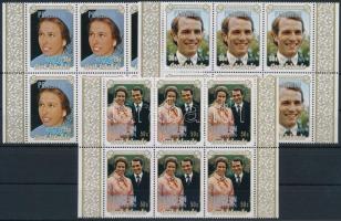 Princess Anne's wedding set margin blocks of 6, Anna hercegnő esküvője sor ívszéli 6-os tömbökben sor