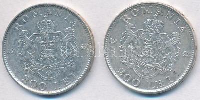 Románia 1942. 200L Ag (2x) T:2,2-
Romania 1942. 200 Lei Ag (2x) C:XF,VF