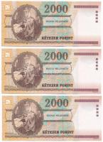 2000. 2000Ft "Millenium" (3x) sorszámkövetők T:I,I-