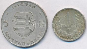 1937. 1P Ag + 1947. 5Ft Ag "Kossuth" T:2,2-,3
