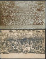 cca 1914-1918 Lövészek csoportképe, 2 db fotólap, 9x14 cm