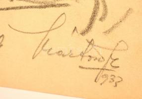 Márton Ferenc (1884-1940): 1933 Jamboree, Vacsorázó finnek. Ceruza, papír, jelzett, 21×17 cm