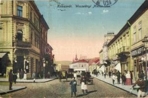 Kolozsvár, Cluj; Wesselényi Miklós utca, Hirsch Adolf üzlete / street, shop  (EK)