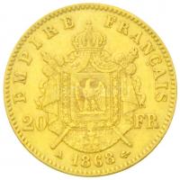 Franciaország / Második Császárság 1868A 20Fr Au "III. Napóleon" (6,42g/0.900) T:2- apró p...