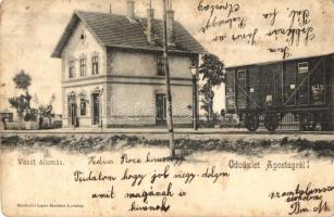 Apostag, Vasútállomás, MÁV 29134-es számú vagon, kiadja Halbrohr Lajos  (b)