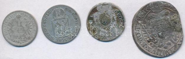 4db-os vegyes sérült, rossz tartású külföldi ezüstpénz, közte Ausztria 1664C-A 15kr Ag "I. Lipó...